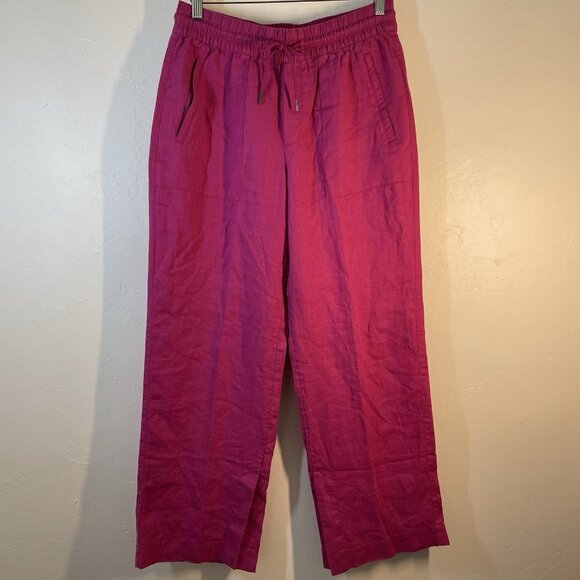 ATHLETA Retreat Linen Wide Leg Pant Size S Beachy Lagenlook Boho Travel Resort - Picture 1 of 11